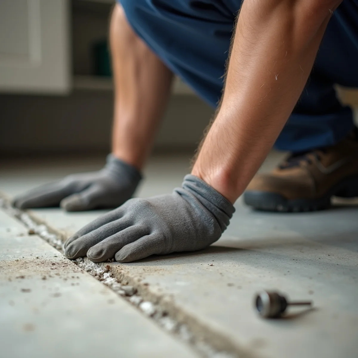 Plumber pinpointing a slab leak under a Riverside, CA concrete floor